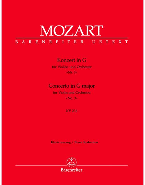 Mozart W. A. – Concerto For Violin & Orchestra No. 3 in G-Major KV 216 (Urtext)