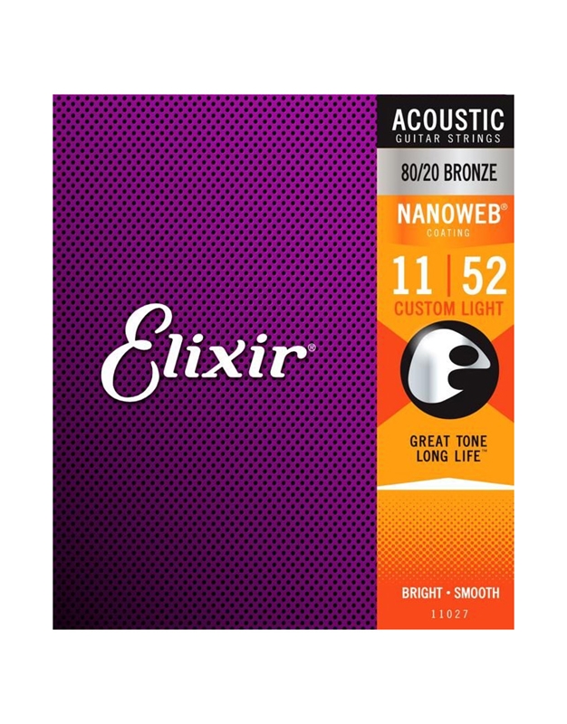 ELIXIR 11027 ''Nanoweb'' Custom Light Acoustic Guitar Strings