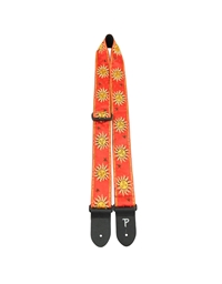 PERRIS Jacquard Design '' Yellow Suns on Red'' Electric Guitar / Bass Strap
