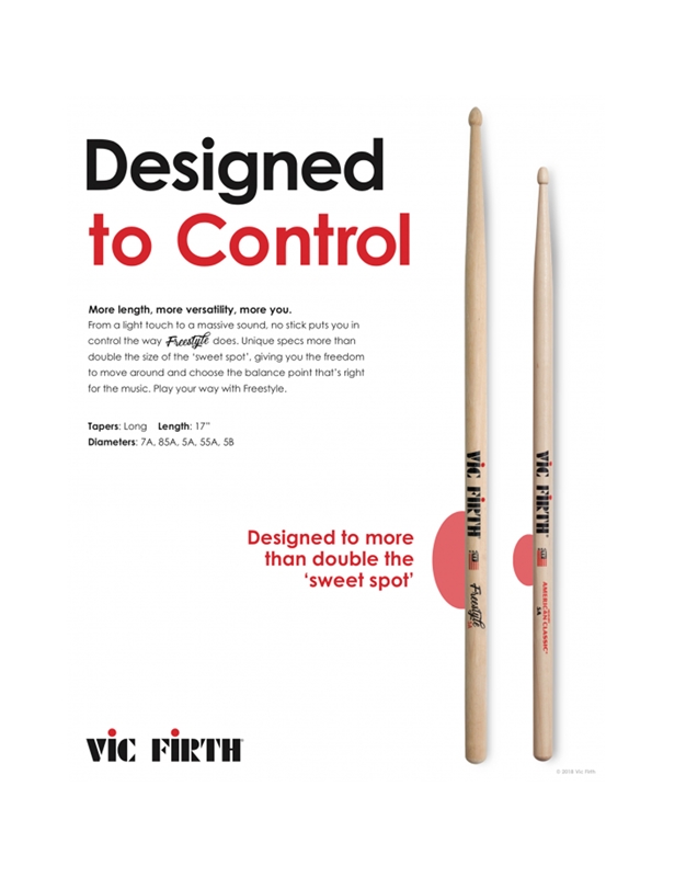VIC FIRTH FS7A American Concept Freestyle 7A  Wood Drum Sticks