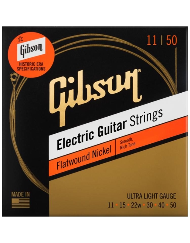GIBSON SEG-FW11 Electric Guitar Strings Flatwound (11-50)