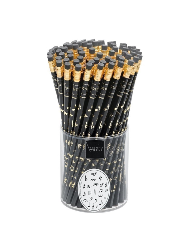 Black pencil with eraser "Musical Symbols"