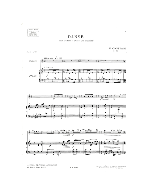 Constant Franz - Danse, For Guitar And Piano