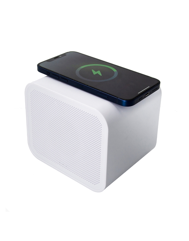 SOUND CRUSH BOOX White Speaker with Fast Wireless Charger