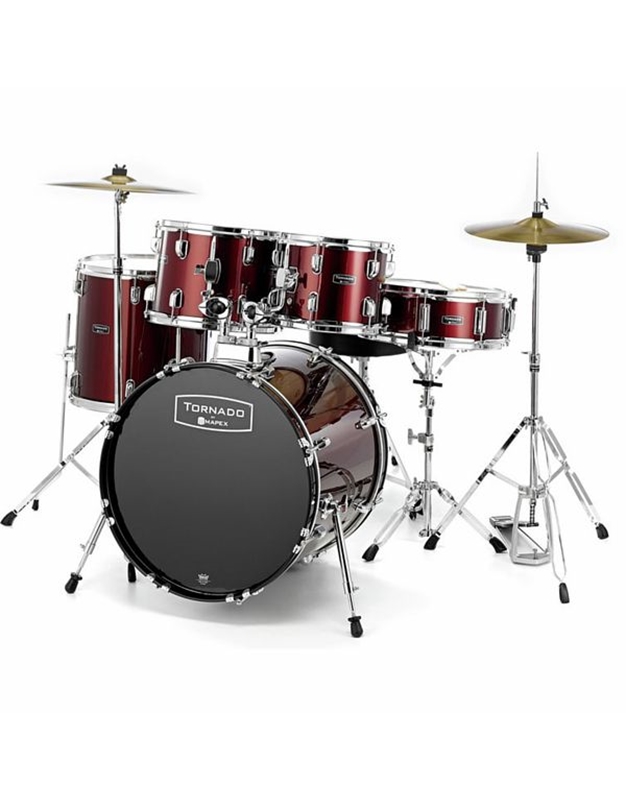 MAPEX TND5044TC Tornado Studio Dark Red Drum Set with Hardware and Cymbals