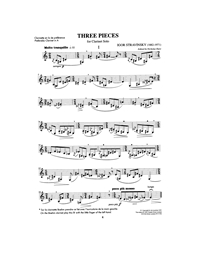 Stravinsky Igor - Three Pieces For Clarinet Solo