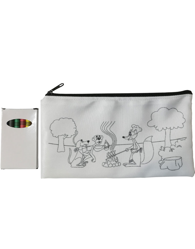 White fabric pencilcase with wax paints "Kyra Maro Chef" (19.5 x11 cm)