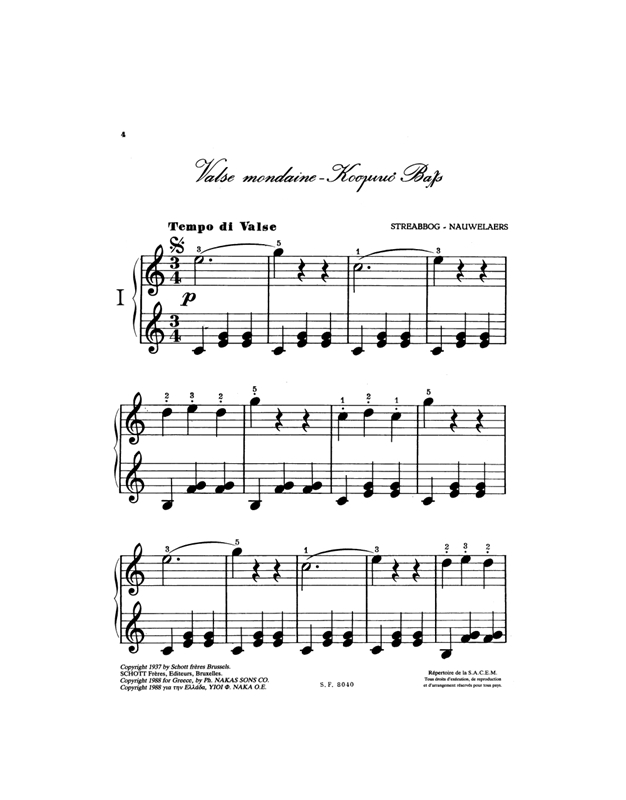 Pianiste En Herbe 1st volume, Streabbog Hauwelaers