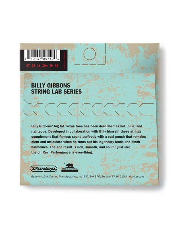 DUNLOP RWN0738 Billy Gibbons Rev. Willy's Electric Guitar Strings Set (07-38)