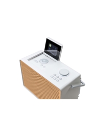 PURE Evoke Play Internet Mini Music System, White  with Cherry Wood Grill