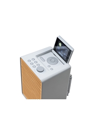 PURE Evoke Spot Wood Edition Compact Music System in Cotton White with Cherry Wood Grill